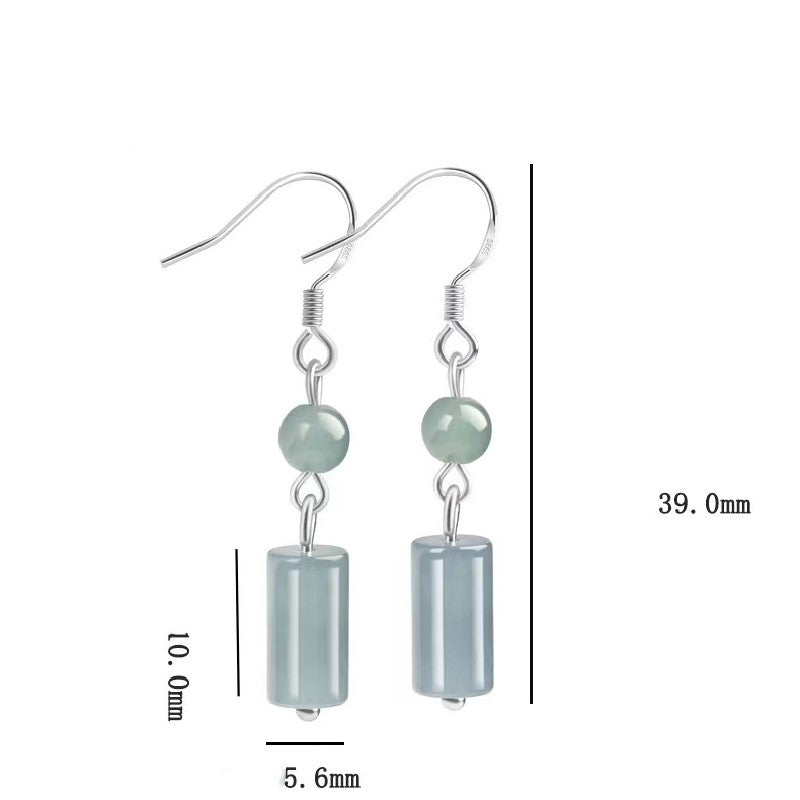 Natural White Jadeite Earrings-Peace of mind