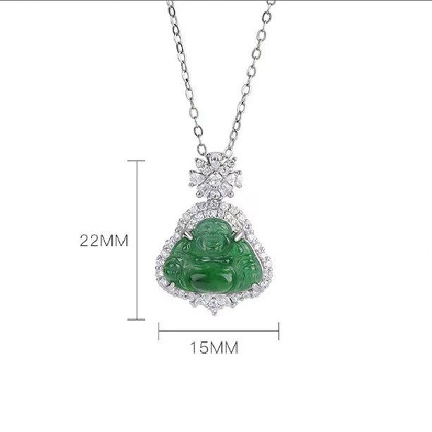 Maitreya Buddha Ice Jade Pendant-Good Fortune and Prosperity