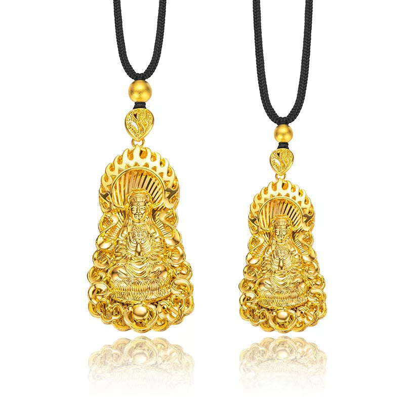 Gold Guan Yin Buddha Pendant-Compassion & Serenity