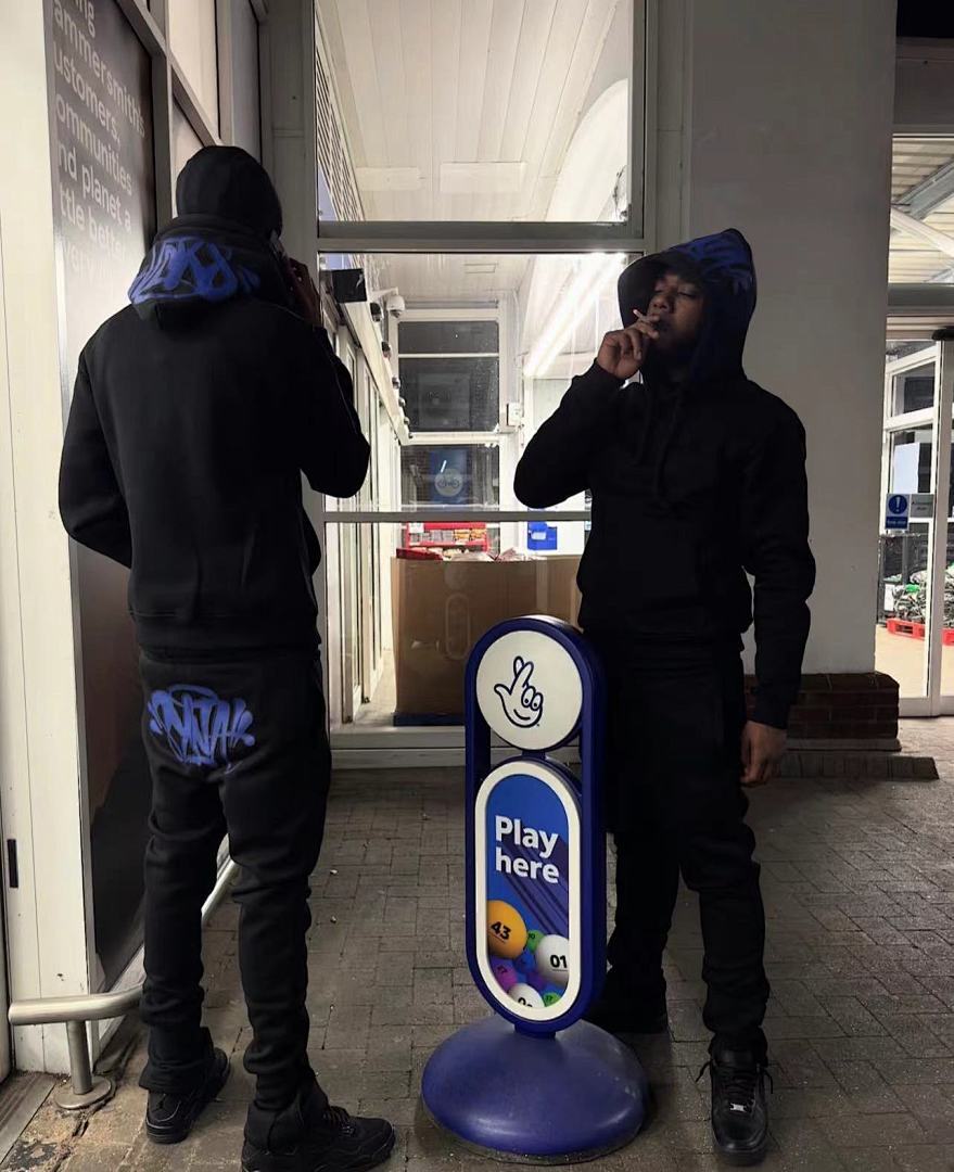 Hoodie Set Black Blue
