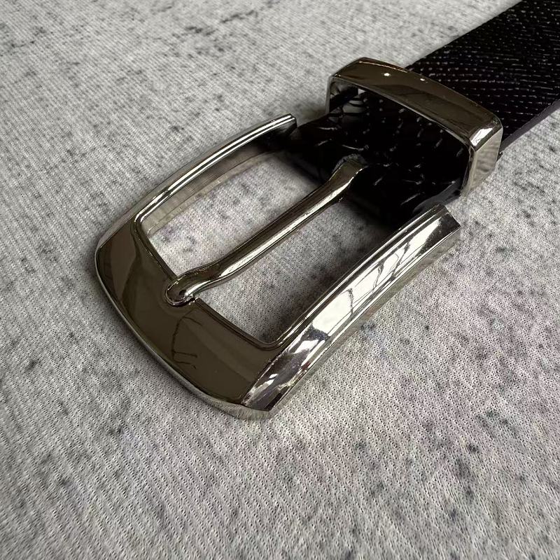 Snakeskin-Embossed Belt - Black