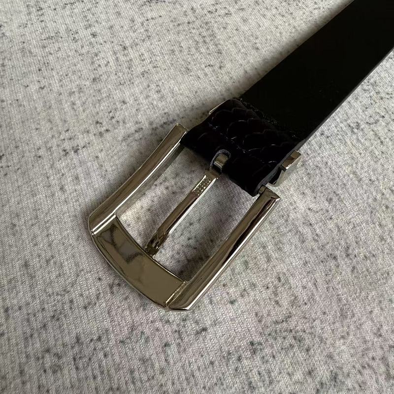 Snakeskin-Embossed Belt - Black