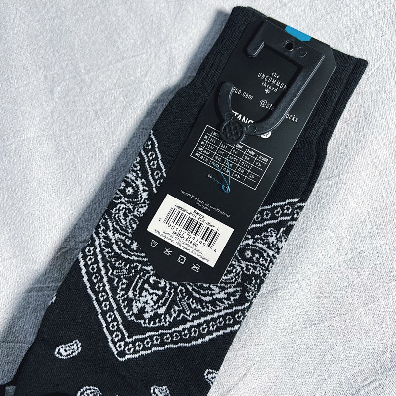 Stance Paisley Crew Socks - Black/White/Gray/Blue