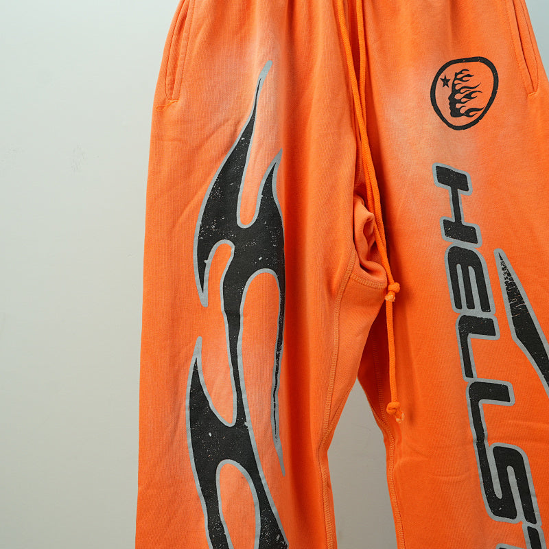 Hellstar Fire Orange Closed Elastic Bottom Sweatpants Orange Dye