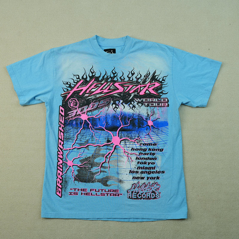 Hellstar Neuron Tour T-Shirt Light Blue
