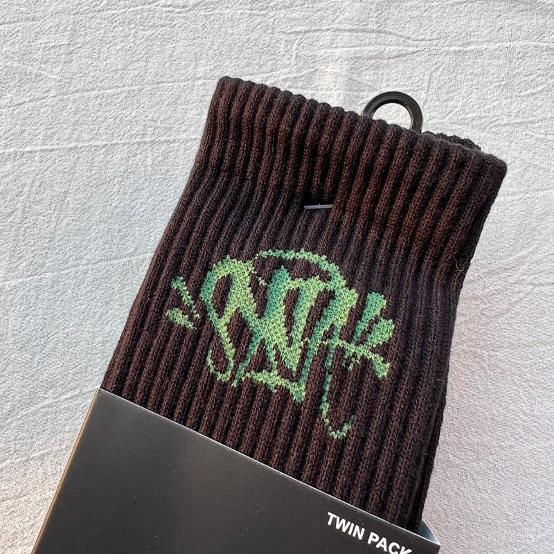 Graffiti Logo Crew Socks Twin Pack with Packaging