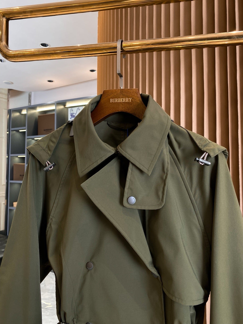 Drawstring Cropped Trench Jacket