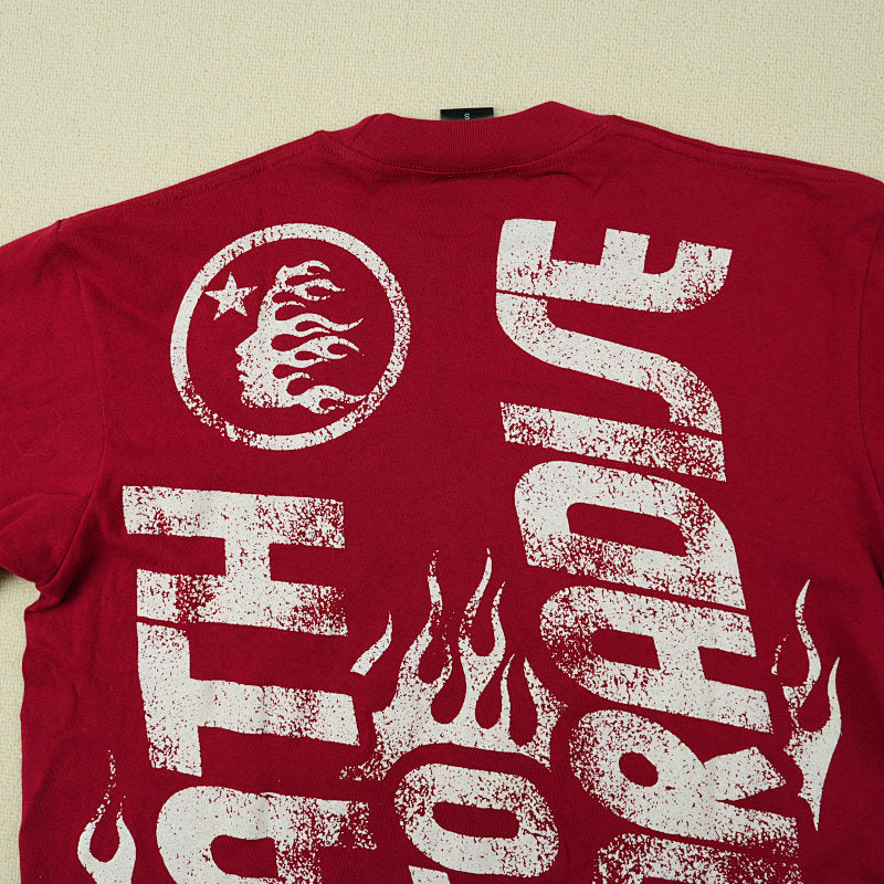 Hellstar Studios Jesus Emblem Short Sleeve Tee Shirt Blood Red