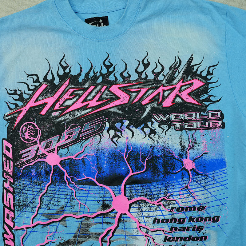 Hellstar Neuron Tour T-Shirt Light Blue