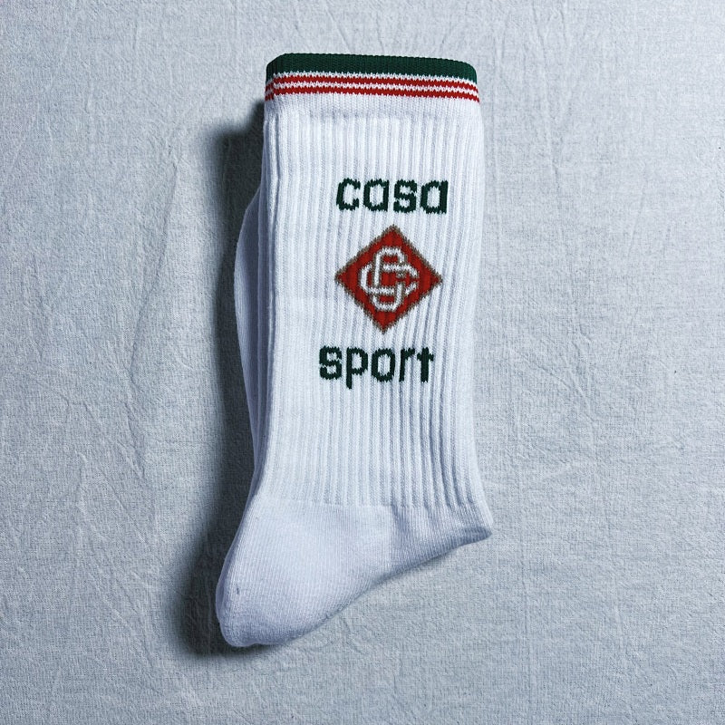 Casablanca Crew Socks - White/Green/Red