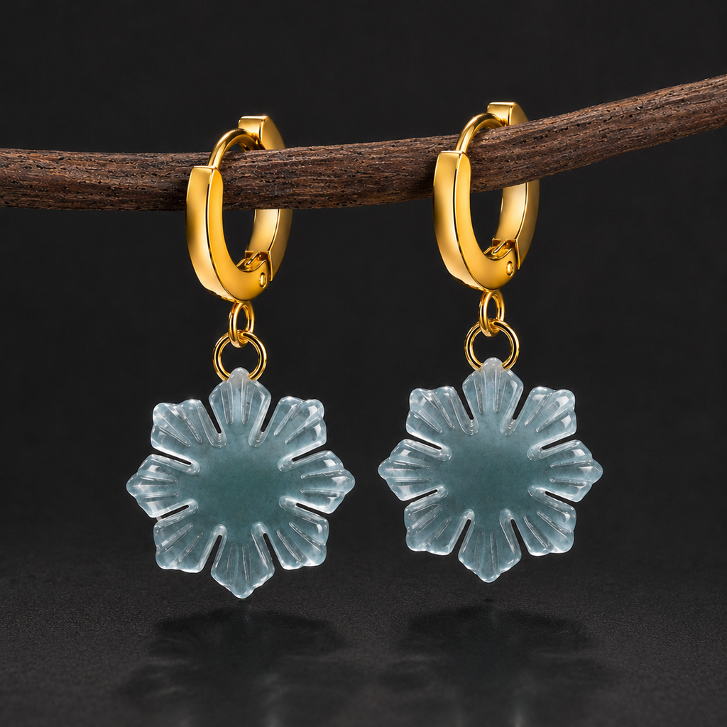 Jade Sunflower Hoop Earrings-Bloom Toward the Light