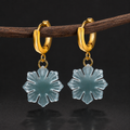 Jade Sunflower Hoop Earrings-Bloom Toward the Light