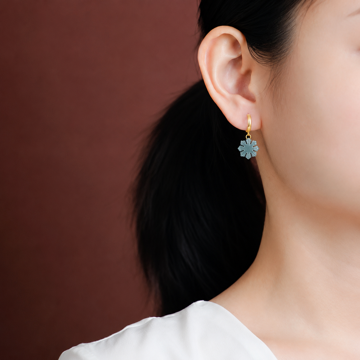 Jade Sunflower Hoop Earrings-Bloom Toward the Light