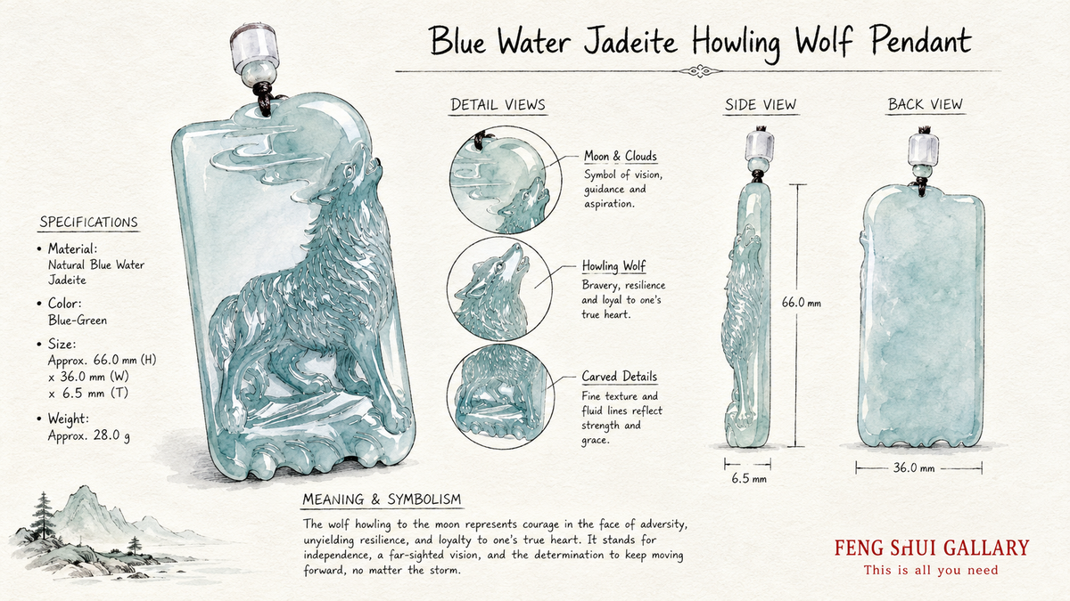 Howling Wolf Jade Pendant-Stay True and Stand Through Every Storm