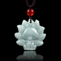 Nine-Tailed Fox Jadeite Pendant-Wisdom. Adaptability & Confidence