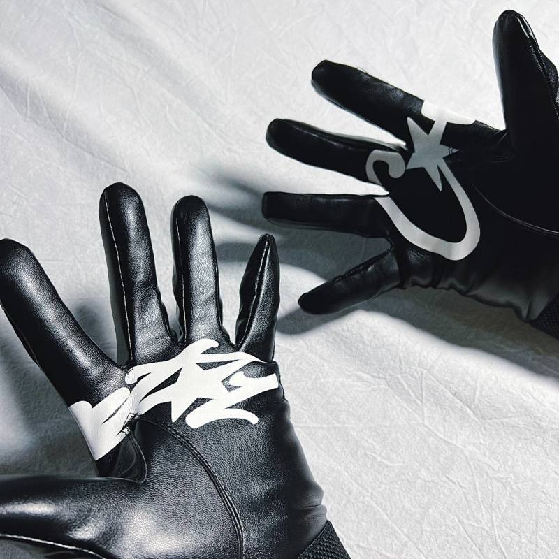 Nike Leather Gloves - Black/White/Blue