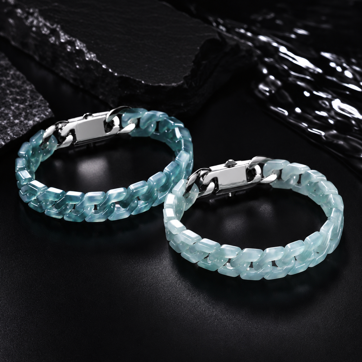Blue Jade Cuban Bracelet-Confidence Connection