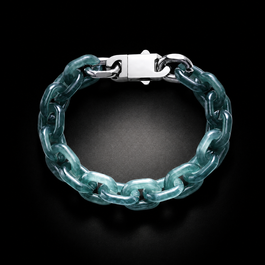 O-Link Natural Jade Cuban Bracelet-Balance. Connection