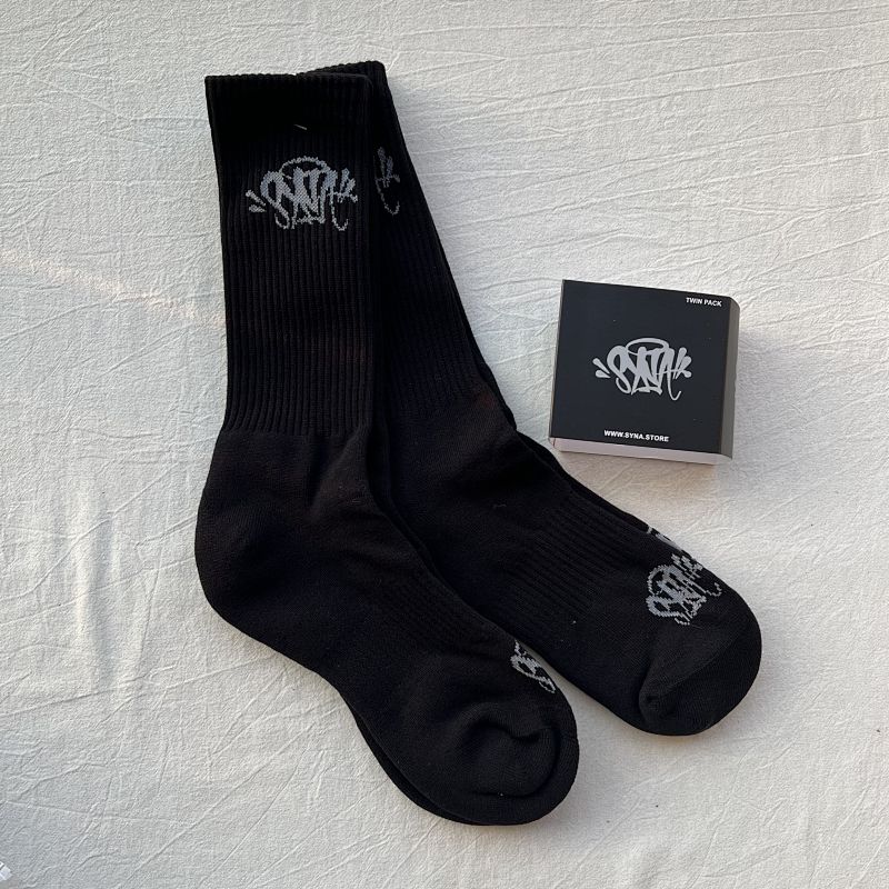 Black Crew Socks with Graffiti Logo Twin Pack