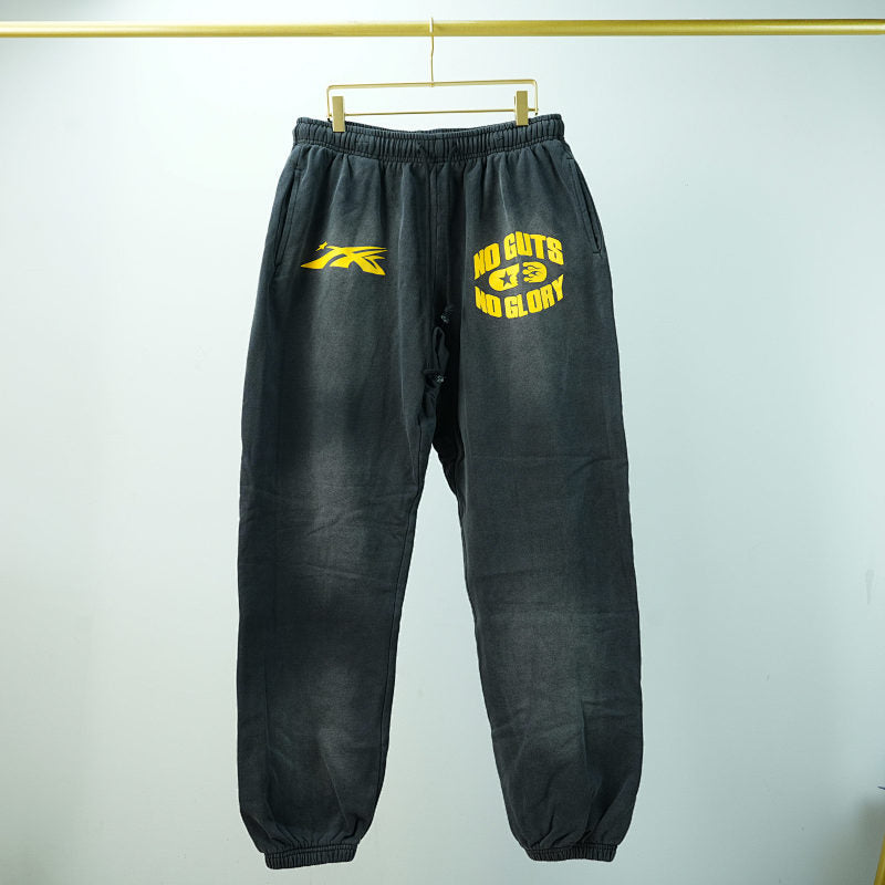 Hellstar No Guts No Glory Closed Elastic Bottom Sweatpants Midnight Dye Black