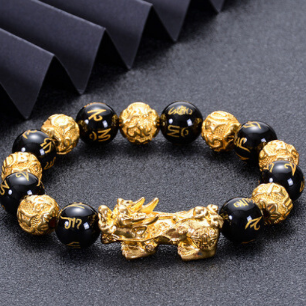 Six True Words Gold Pixiu Mantra Protection Bracelet