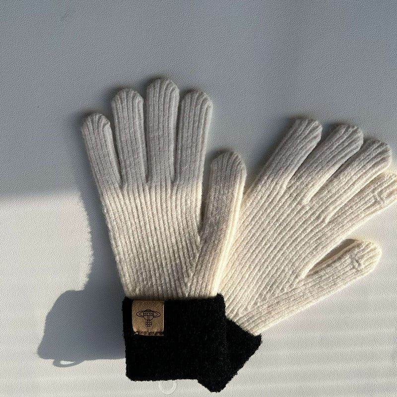 Knit Winter Gloves with Fleece Cuff