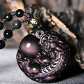 Rainbow Obsidian Pixiu Wealth Pendant Necklace