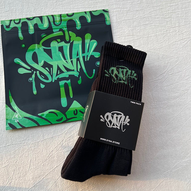 Graffiti Logo Crew Socks Twin Pack with Packaging
