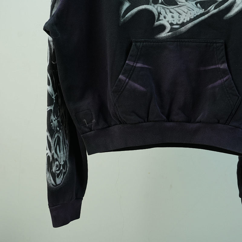 Hellstar Airbrushed Skull Hoodie Black