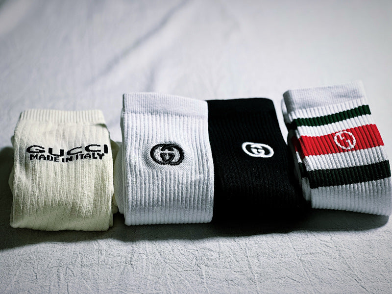 Gucci Crew Socks 4-Pack - White/Black/Red/Green