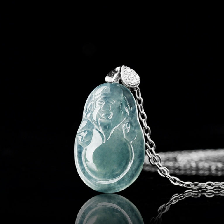 Blue Ice Jade Wealth Guardian Pendant ¨C Prosperity & Fortune Blessing