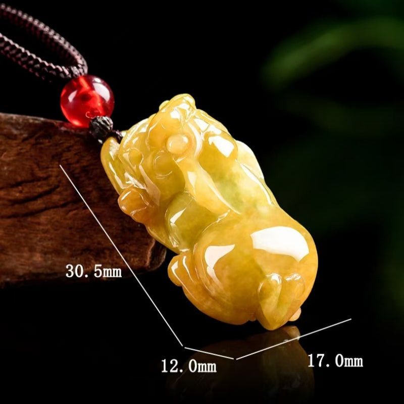 Natural Yellow Jade Pixiu Pendant – Symbol of Prosperity. Protection & Confidence