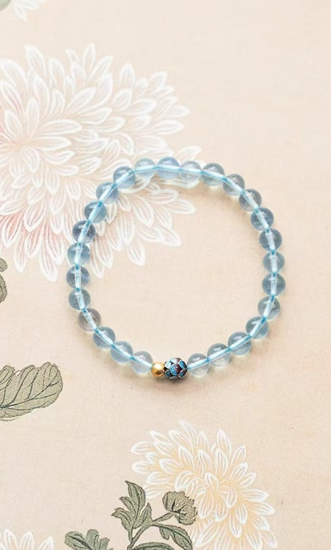 Lotus Flower Aquamarine Bracelet-Luck Transferring