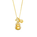 18K Gold-Plated Silver Fortune Gourd Pendant Necklace ¨C Rotatable Design for Elegance & Blessings