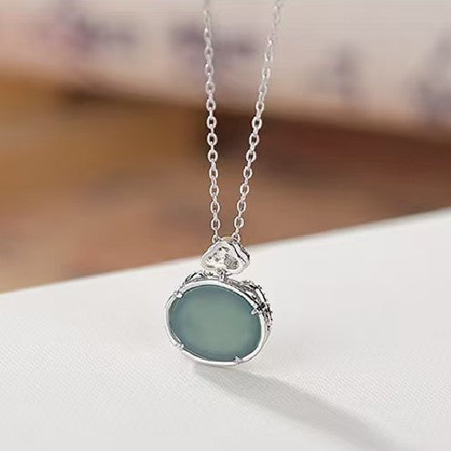 Blue Ice Jade Peace Knot Necklace-Harmony&Protection