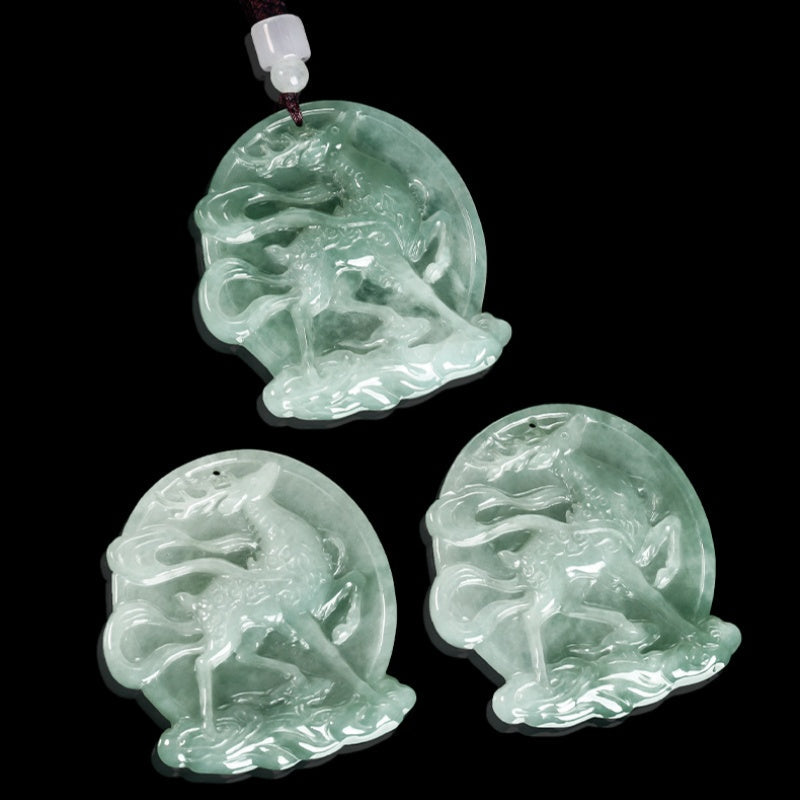 Nine-Colored Deer Jade Pendant-Kindness, Integrity & Justice