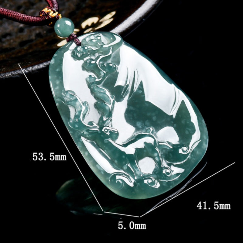 Snow Plum Deer Jade Pendant-Longevity, Success & Lasting Blessings