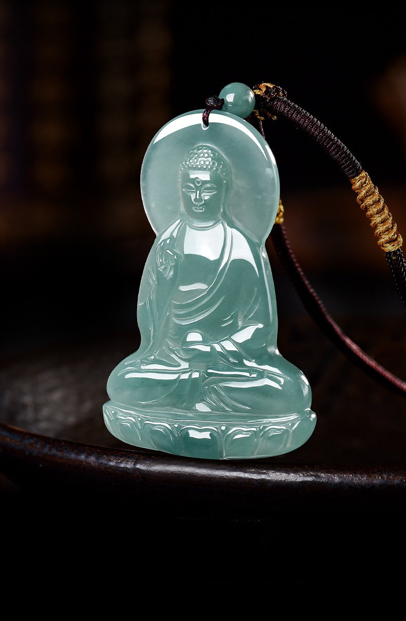 Infinite Light: Amitabha Buddha Jade Pendant-Peace. Compassion & Safe Journey