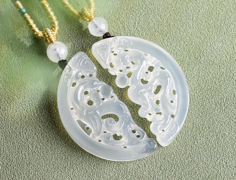 Dragon & Phoenix Hollow Design Aaget Pendant Set – Unity. Love & Lifelong Bond