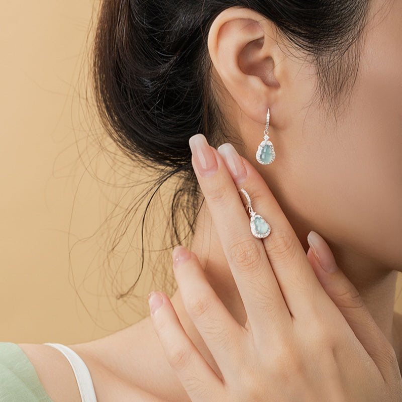 Calabash Ice Jade Earrings
