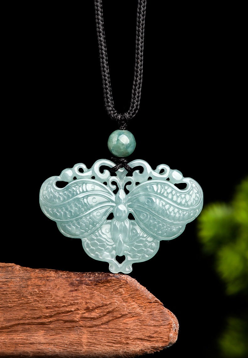 Serene Transformation Butterfly Jade Pendant-Whispers of the Azure Wing: A Soul's Metamorphosis