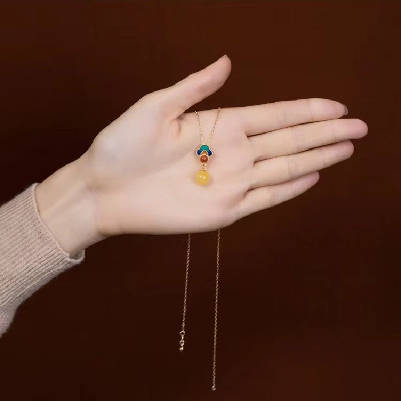 Auspicious Clouds Yellow Amber Jewely Set-Lucky and Prosperity