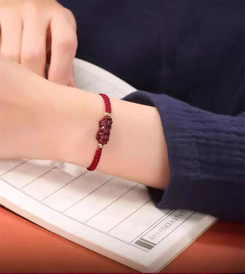 Cinnabar Pixiu Red String Bracelet-Attract Luck