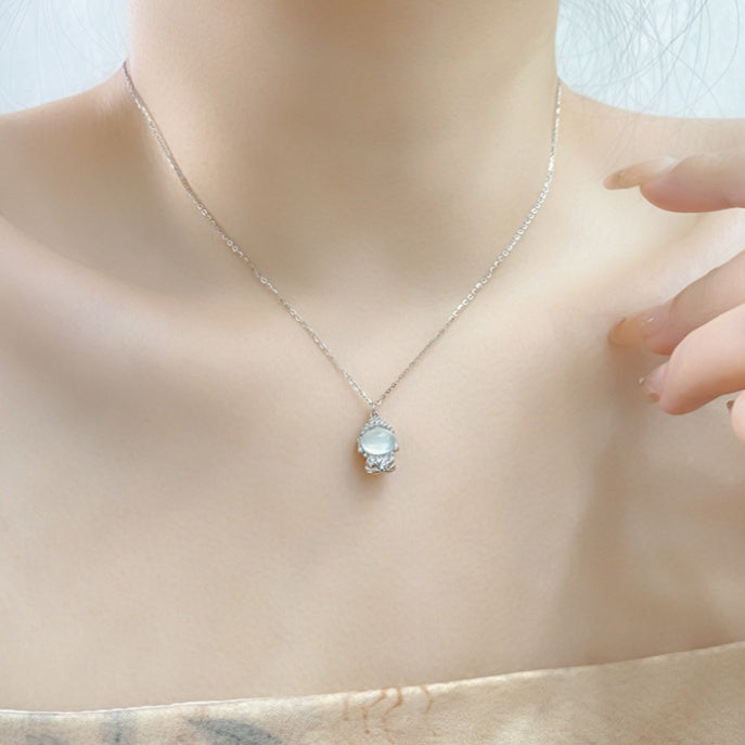 Faceless Buddha Chalcedony S925 Silver Necklace-Inner Stillness
