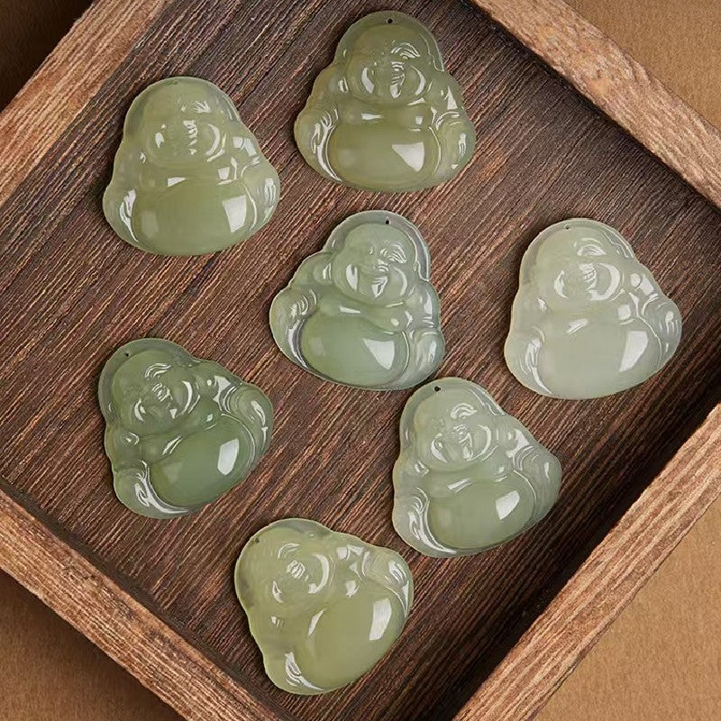 Joyful Laughing Buddha Jade Pendant-Wisdom and Enlightenment