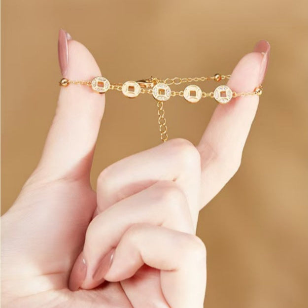 Rolling Fortune Coin Bracelet ¨C18k Gold Plated 925 Sterling Silver
