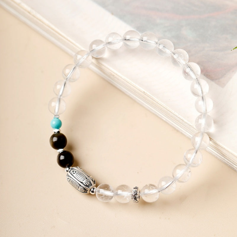 Flow Forward-Silver Koi Clear Quartz Bracelet