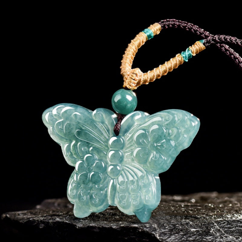 Love Blessing Butterfly Jade Pendant Necklace¨C Symbol of Longevity & Eternal Love