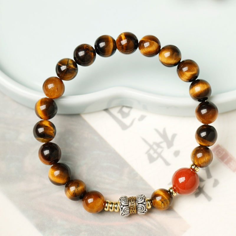 Grounded Fortune-Tiger's Eye & Red Agate Bracelet