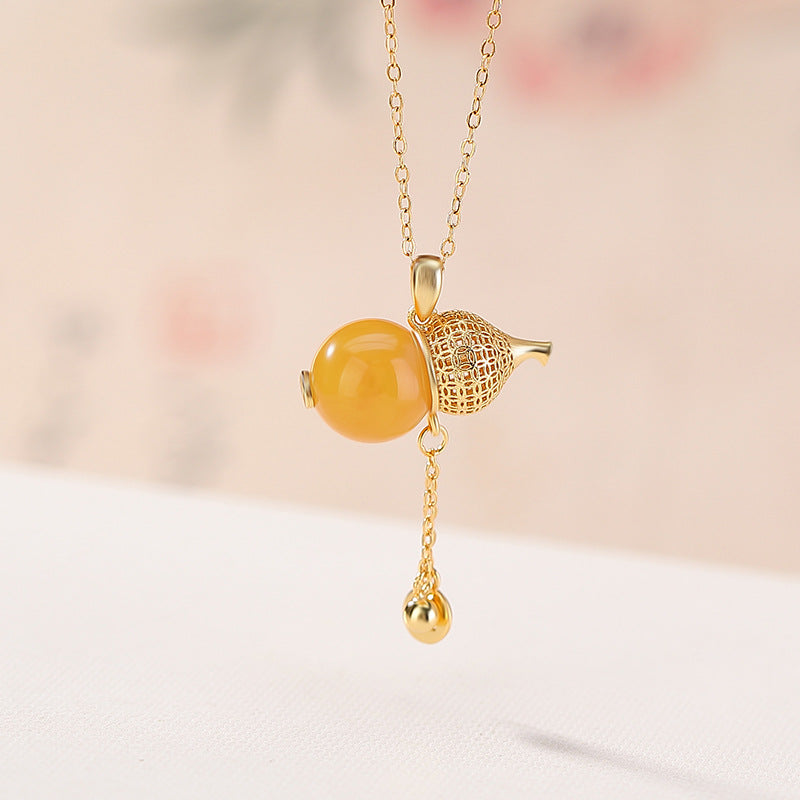 Amber Calabash 18K Gold-Plated Sterling Silver Pendant Necklace-Abundance in Bloom